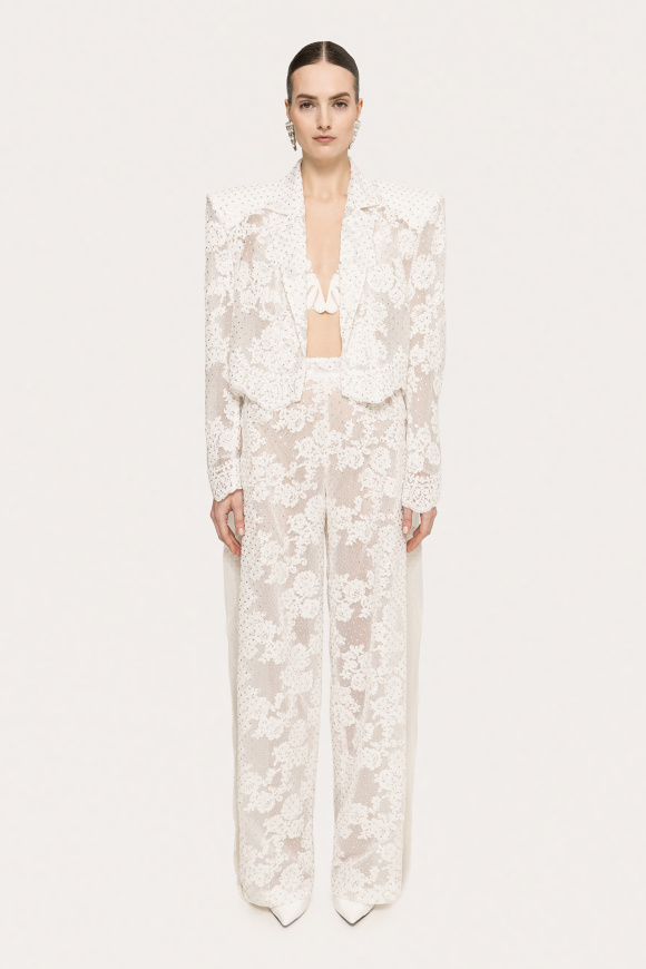 Embellished lace pants