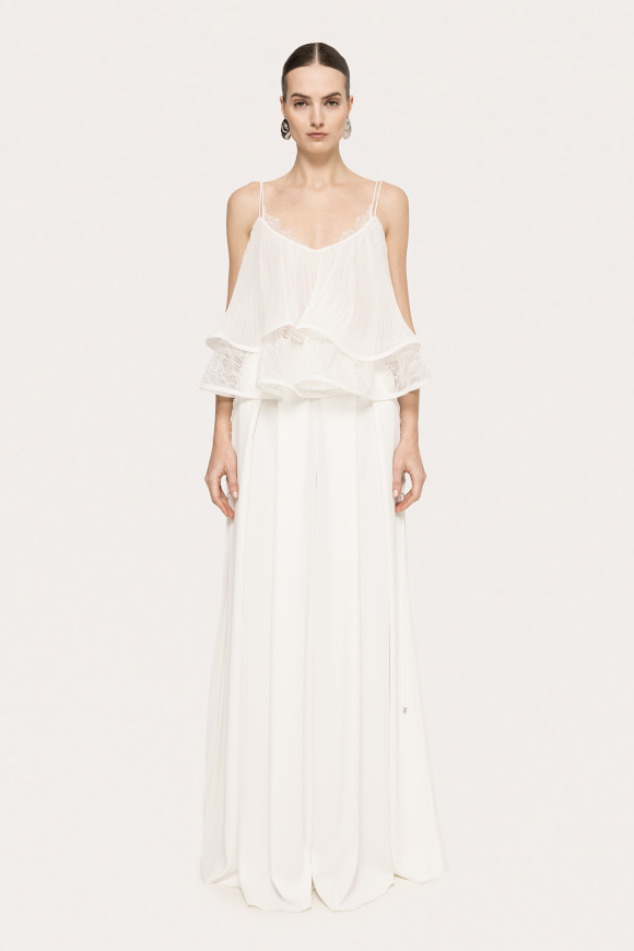 Pleated chiffon top