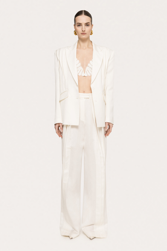 Mid-rise linen pants