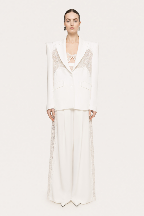 Lace insert viscose blazer