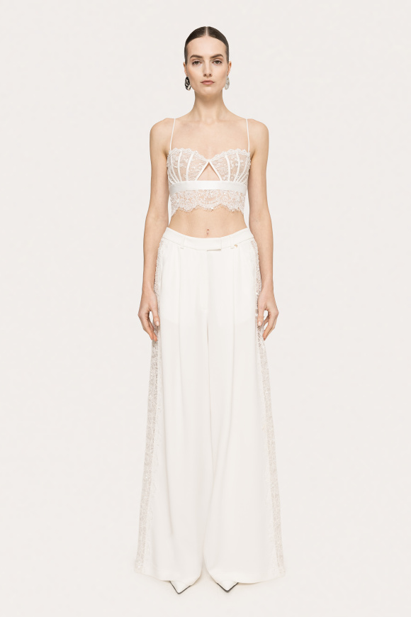 Lace-insert viscose pants