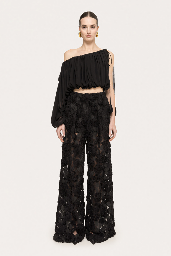 Asymmetrical chiffon crop top