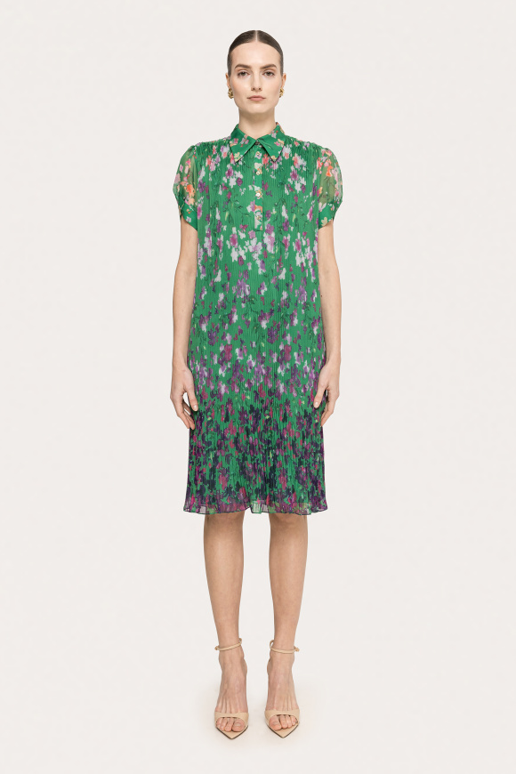 Printed pleated midi dress