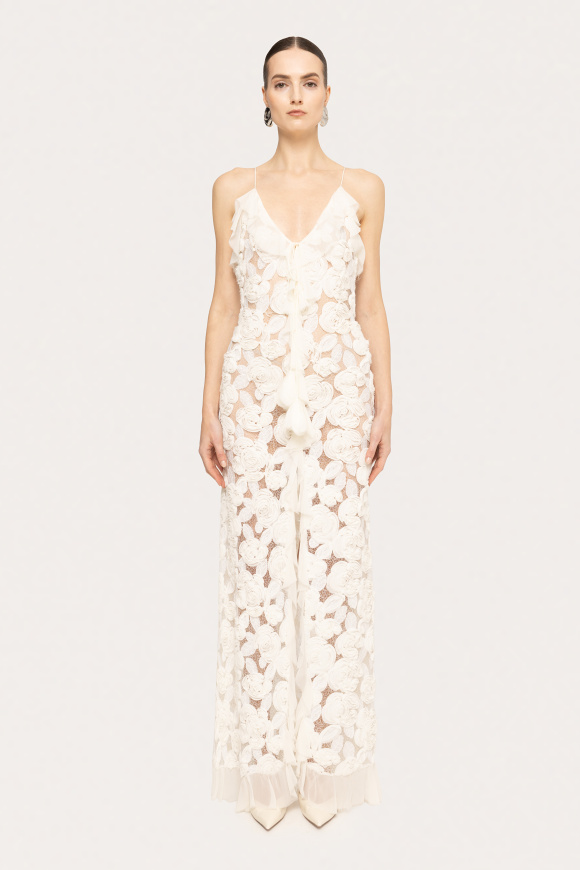 Floral embroidery maxi dress