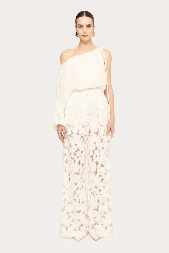 Asymmetrical chiffon crop top