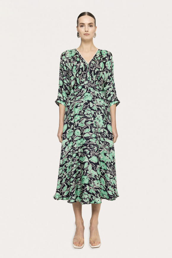 Printed cupro midi dress