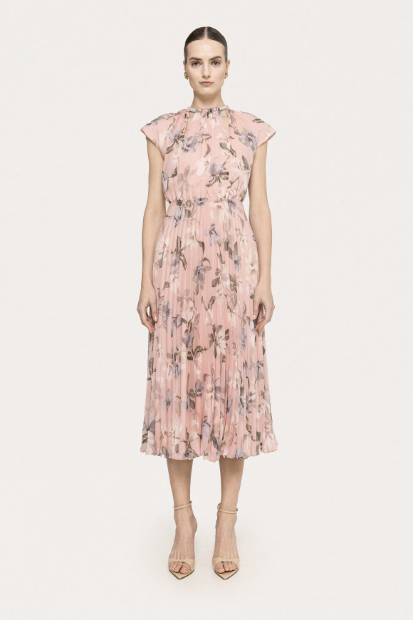 Pleated chiffon midi dress