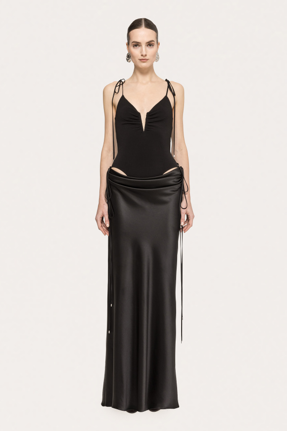 Draped satin maxi dress