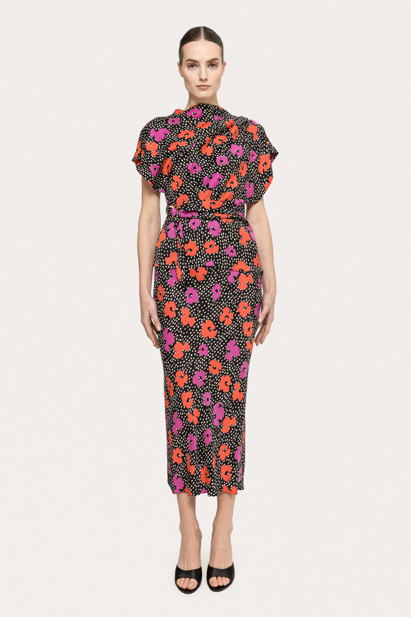 Printed viscose midi skirt