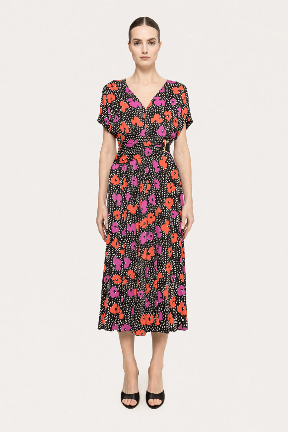 Floral-print viscose midi dress