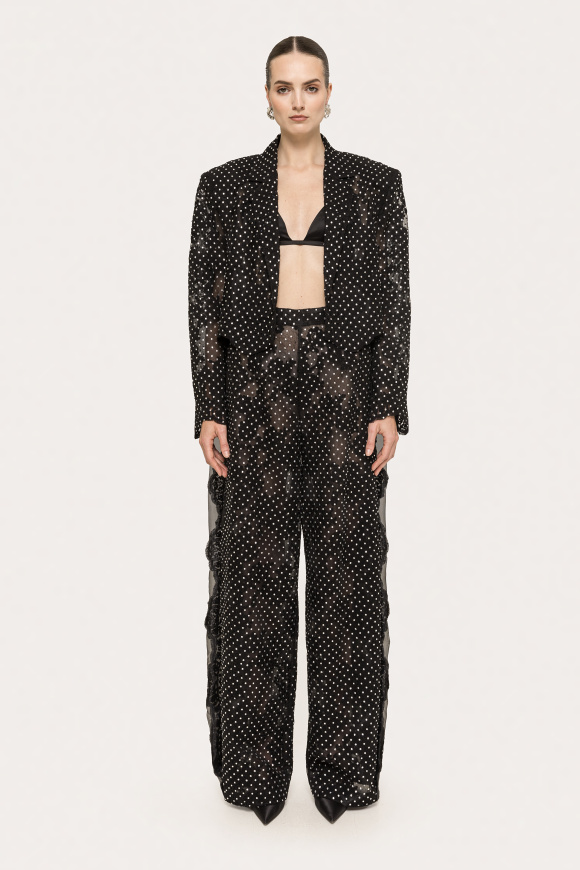 Embellished lace pants
