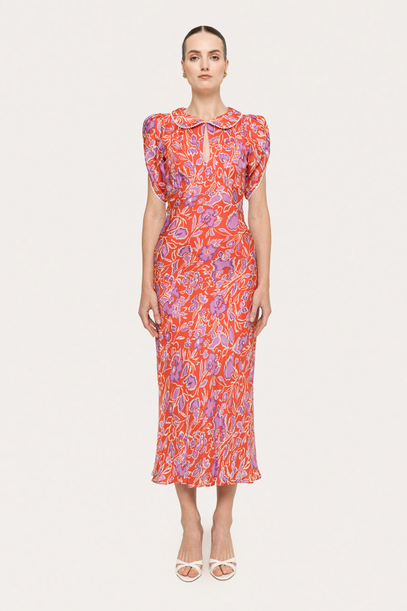 Printed cupro midi dress