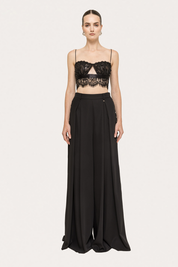 Sequin-detail lace top