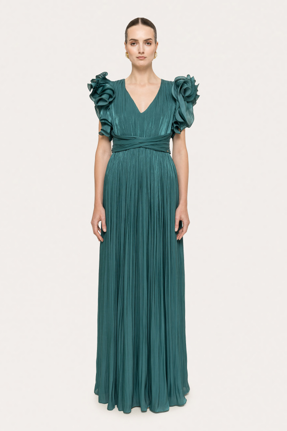 Ruffled chiffon maxi dress