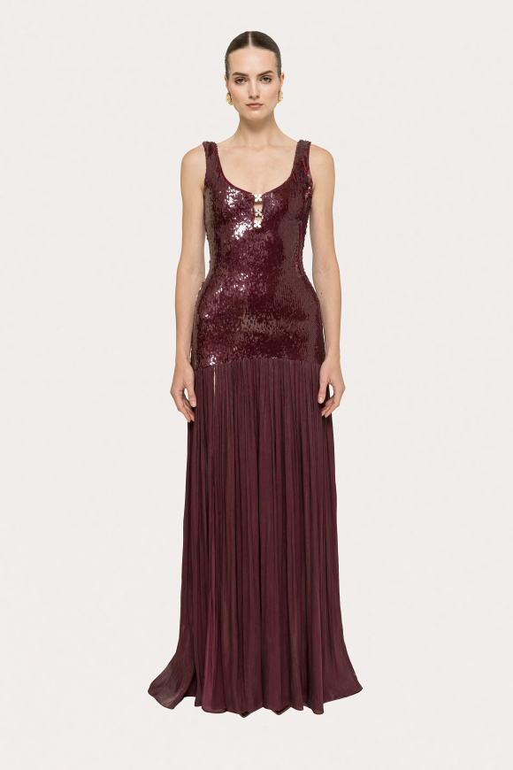 Crystal detail sequin maxi dress
