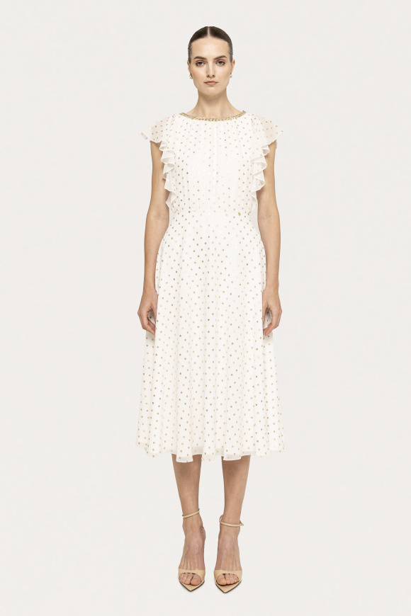 Polka dots chiffon midi dress