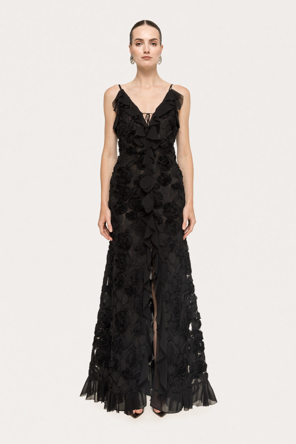 Floral embroidery maxi dress