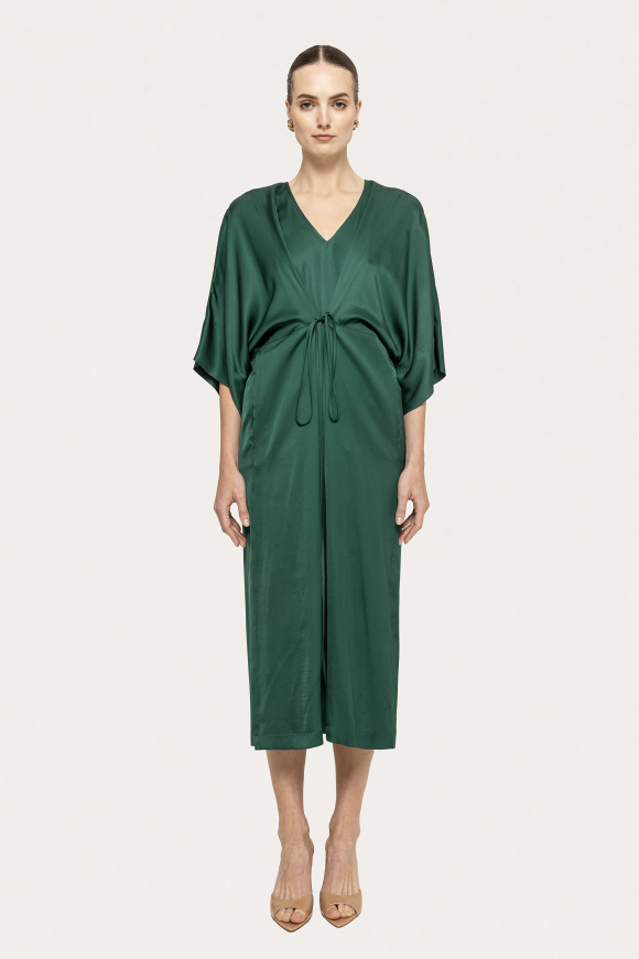 Drawstring viscose midi dress