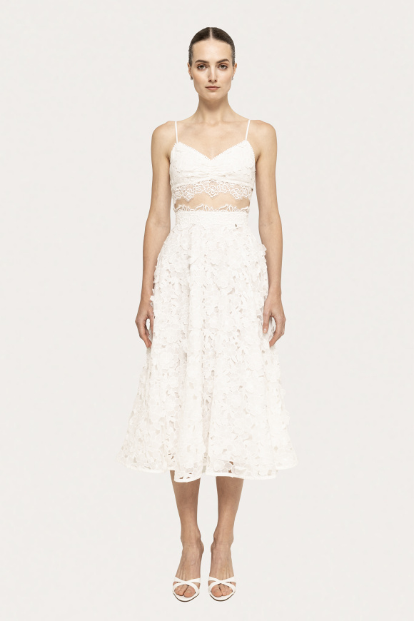3D floral embroidery cotton crop top