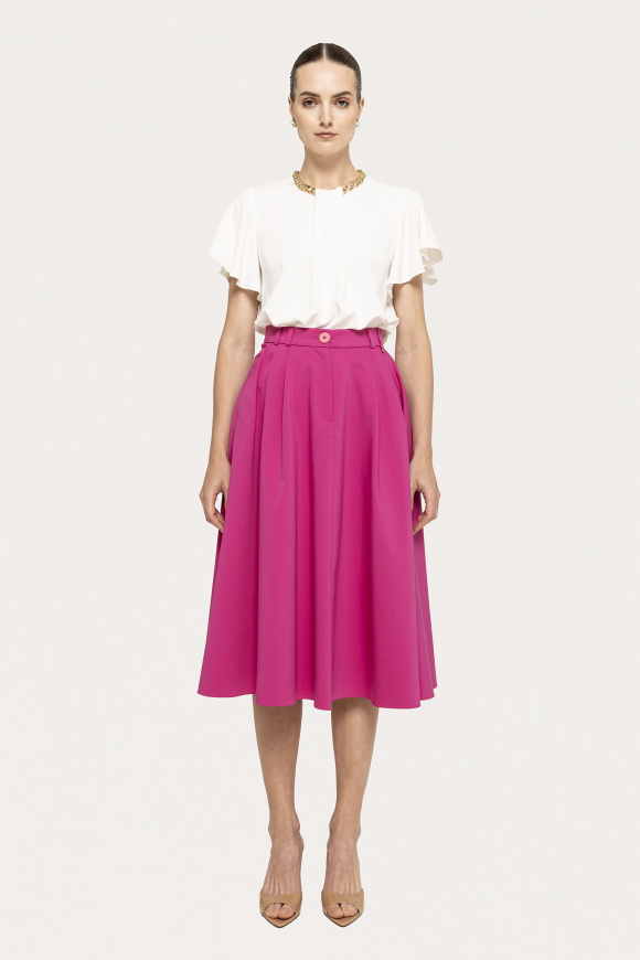 High-waisted cotton midi skirt