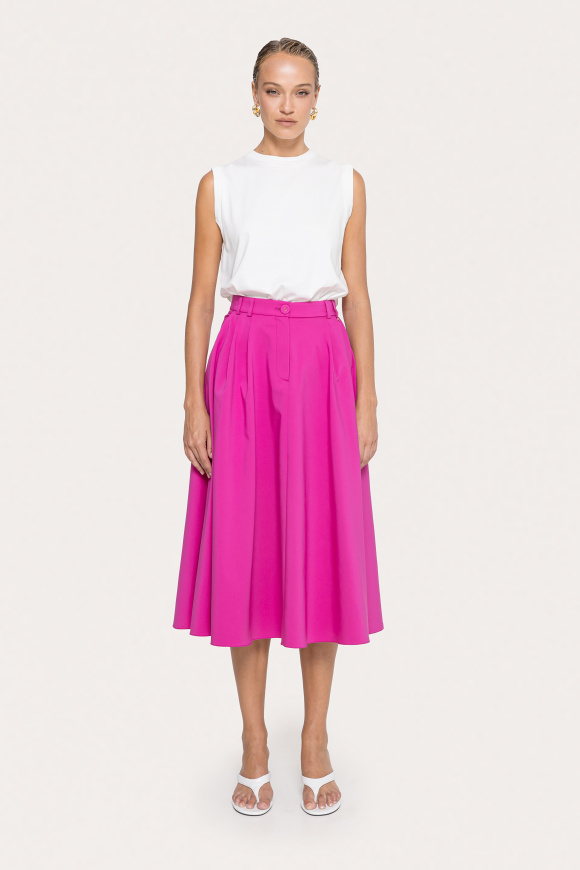 High-waisted cotton midi skirt