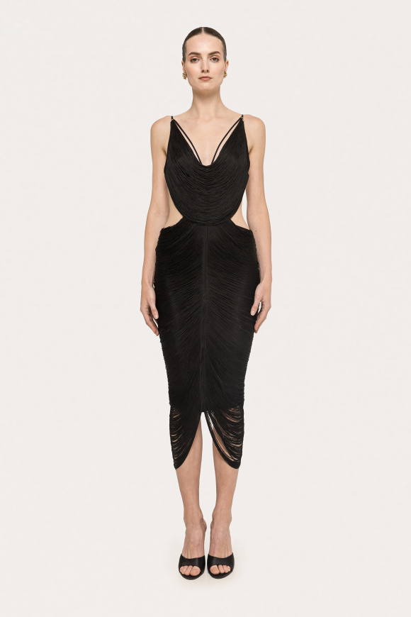 Backless fringed midi dress