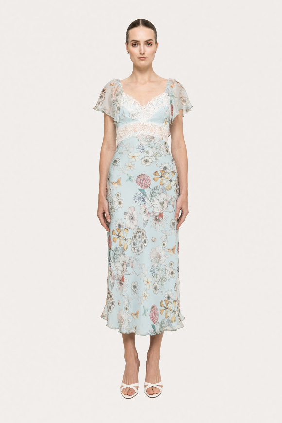 Rochie din mătase cu imprimeu floral
