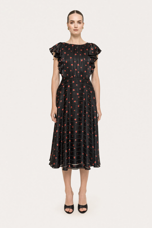 Floral print viscose midi dress