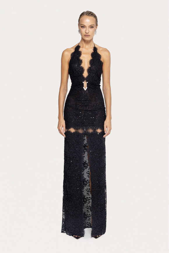 Beaded lace maxi dress