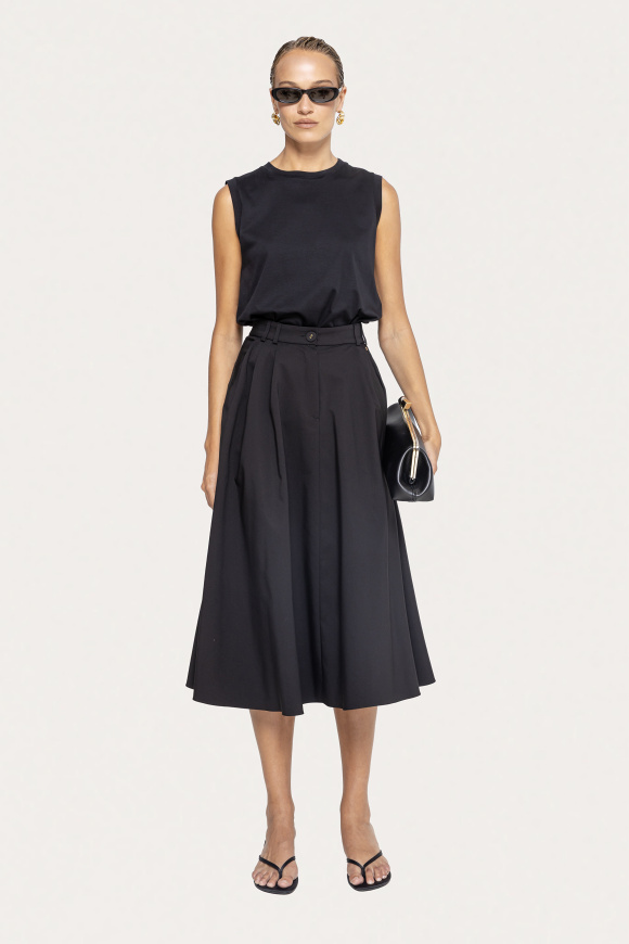 High-waisted cotton midi skirt