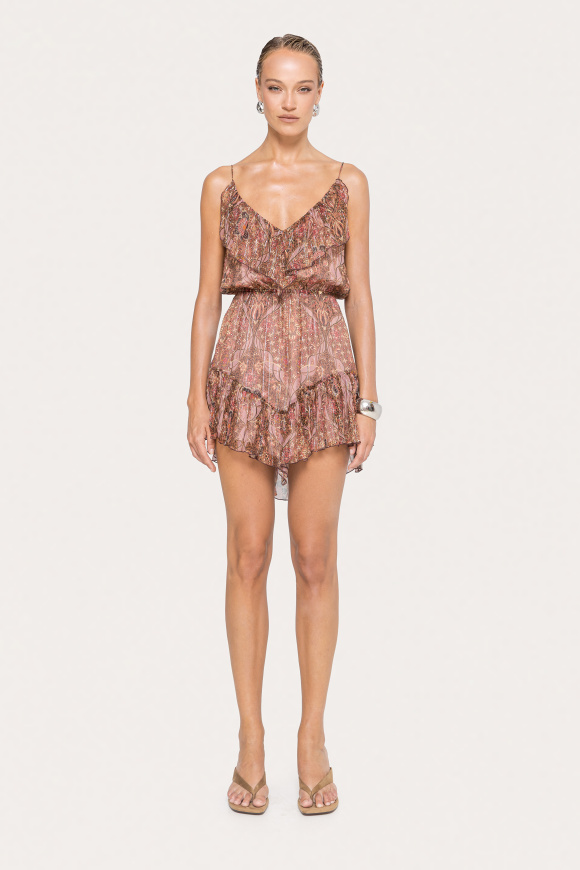 Floral-print silk mini dress