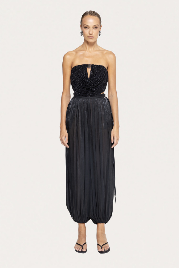 Crystal-embellished tulle crop top