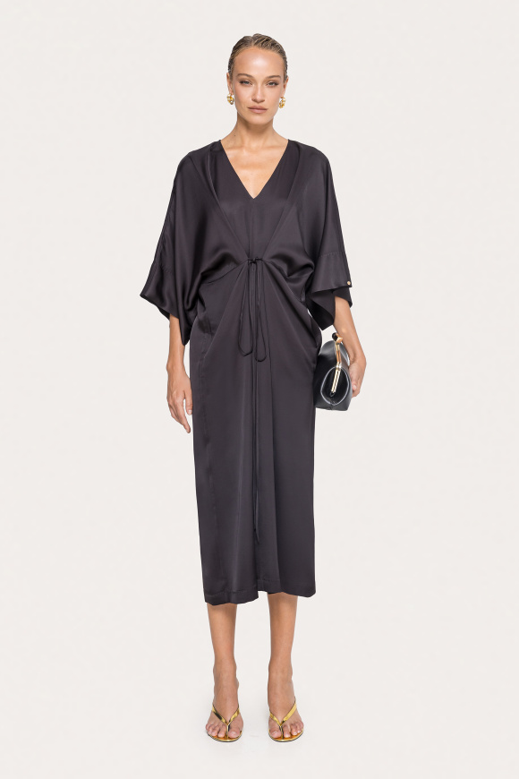 Drawstring viscose midi dress