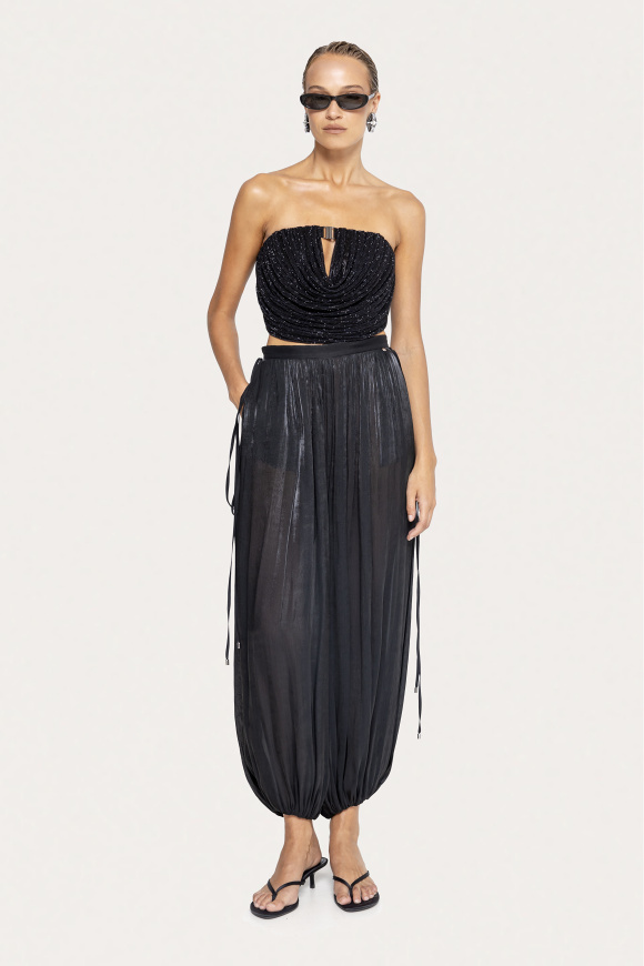 High-waisted chiffon pants