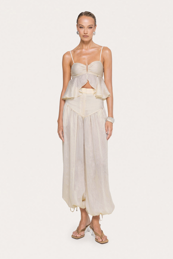 Ruffled lyocell crop top