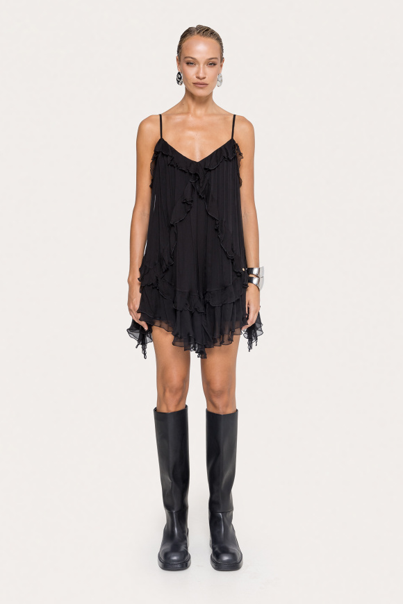 Open-back silk mini dress