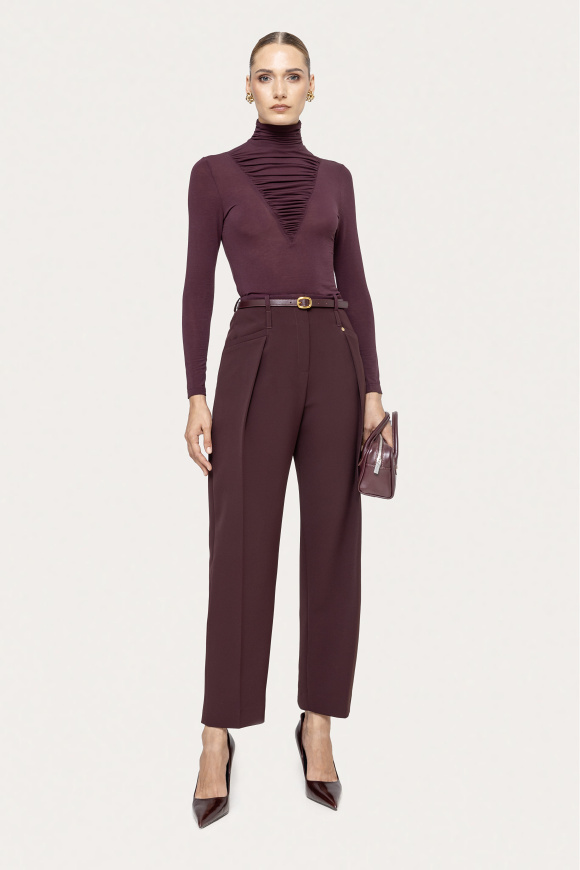 Lyocell wool-blend turtleneck top