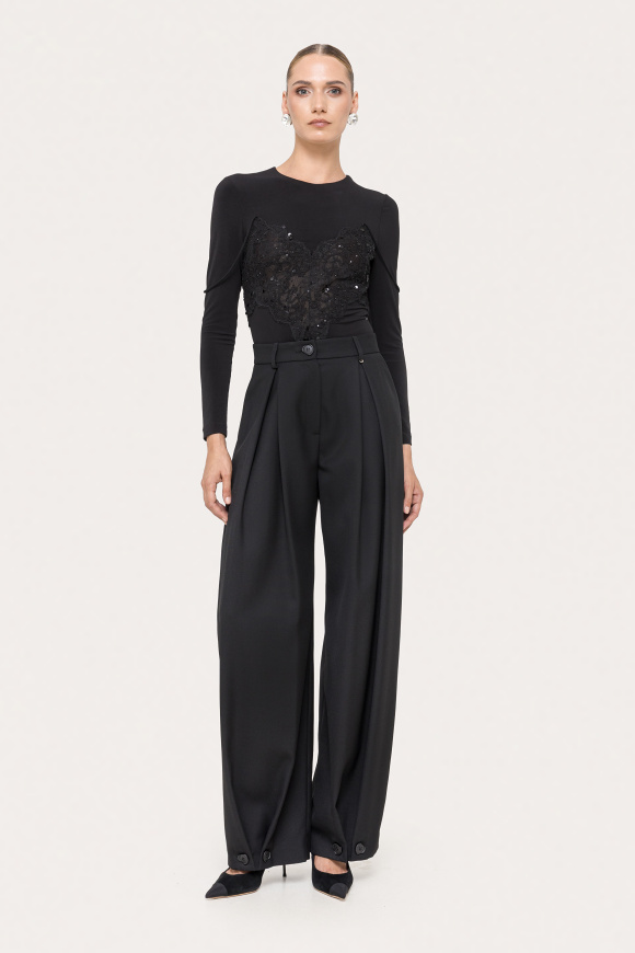 Tencel and wool lace corset top