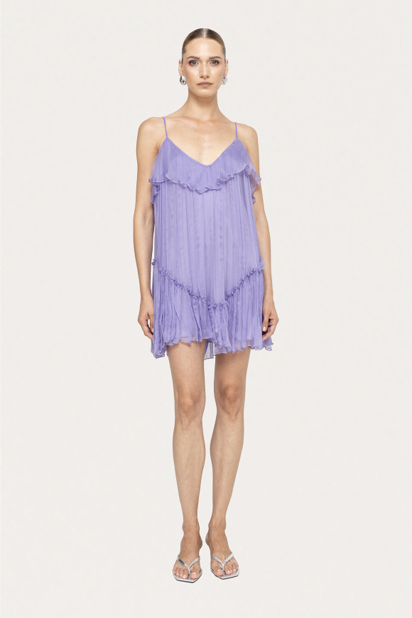 Open-back silk mini dress