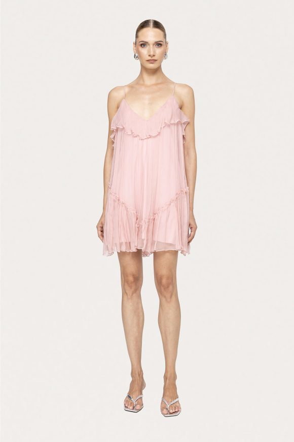 Open-back silk mini dress
