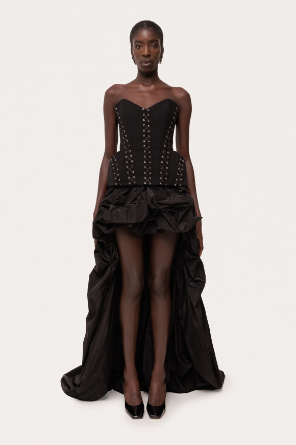 Asymmetric taffeta skirt