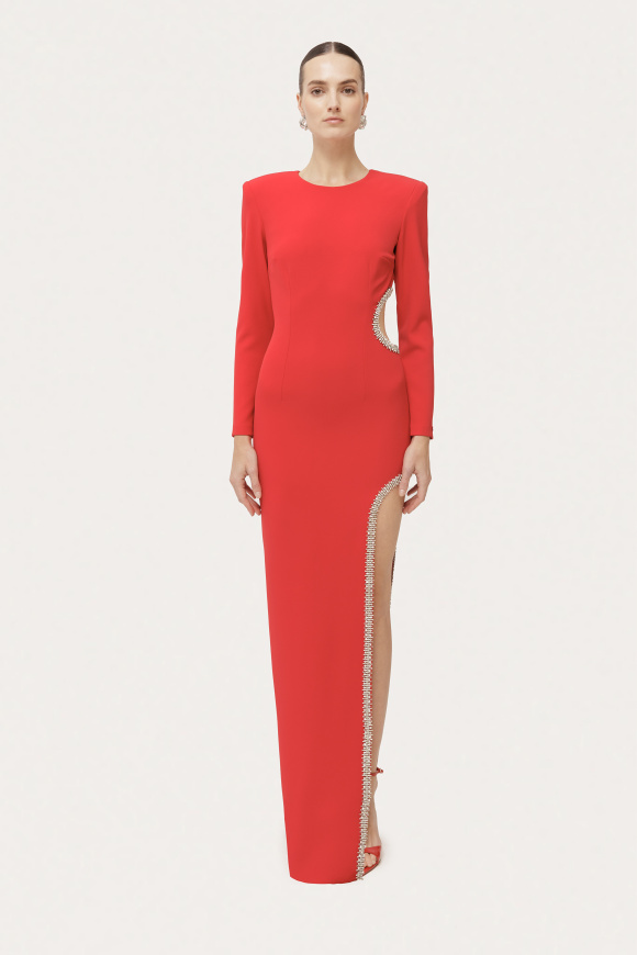 Crystal embellished cut-out maxi dress