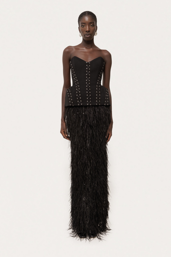 Lace-up structured wool corset top