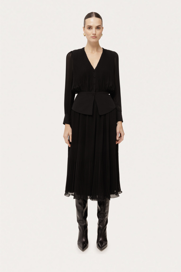 Pleated chiffon midi skirt