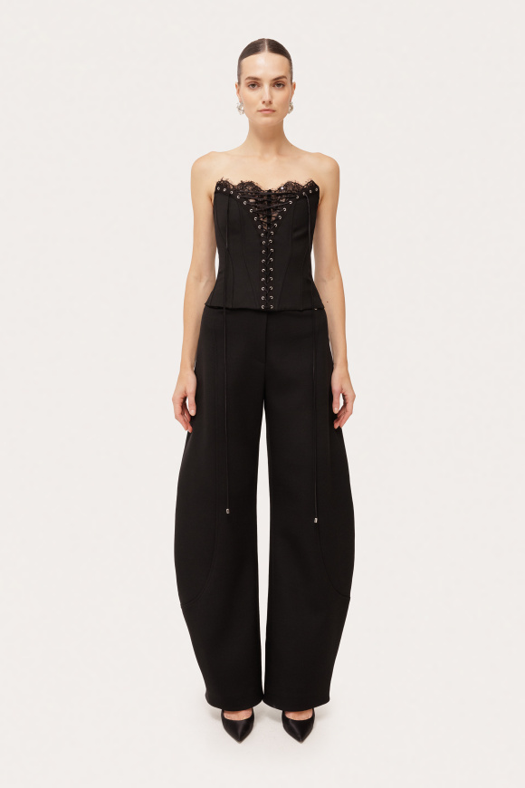 Wool blend lace detail corset top