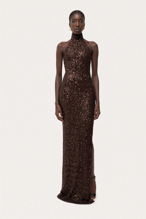 Open back sequin maxi dress