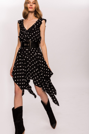 Viscose asymmetrical polka dots dress