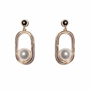 Golden earrings with faux pearl details