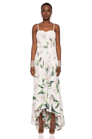 Asymmetrical dress with floral print