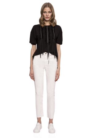 Viscose top with metallic detailed bust